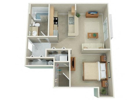 Floor plan for studio, 1 bath, 984 sqft